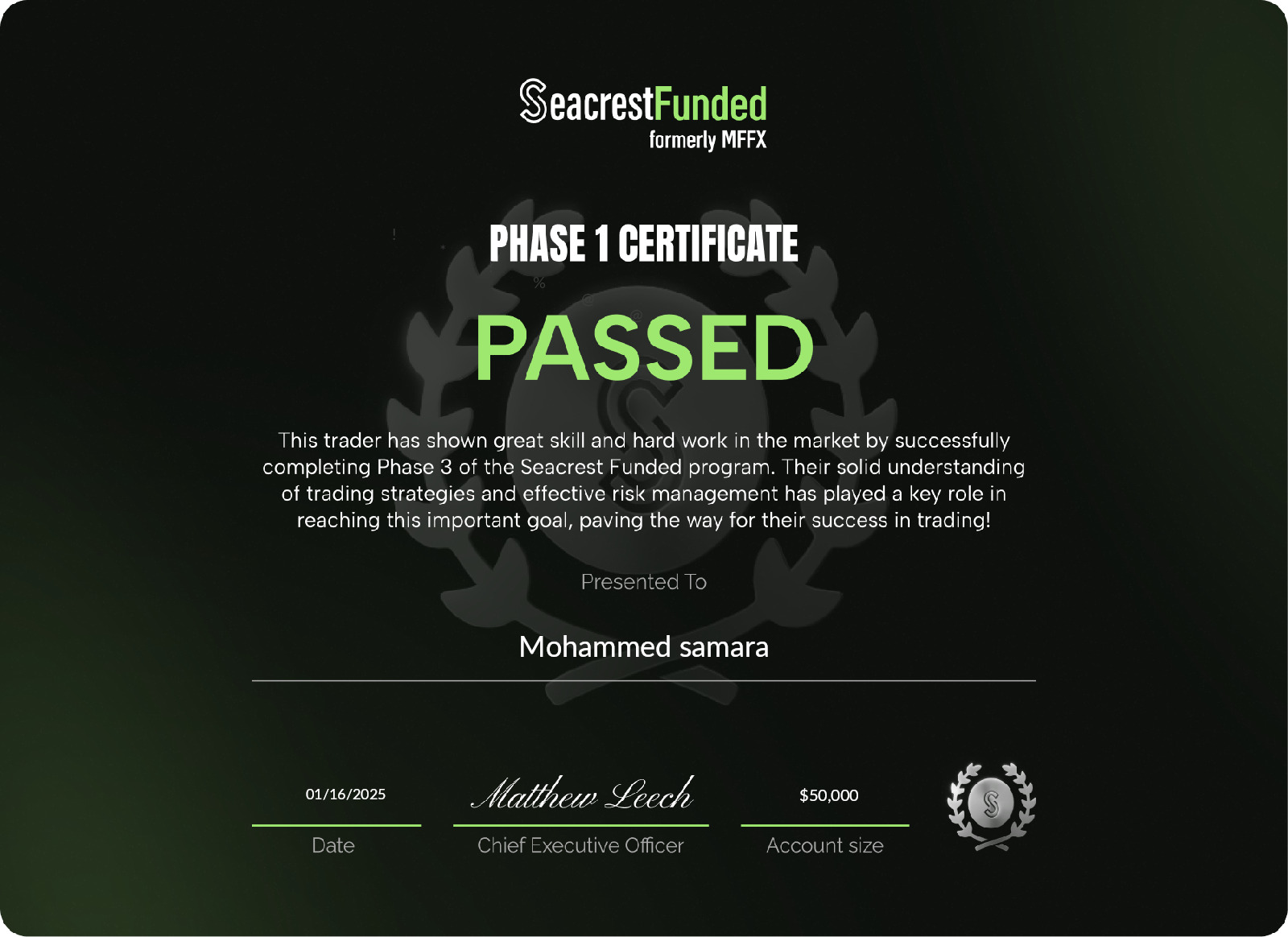 FundingPips Phase 2 Certificate - Mohammed Samara